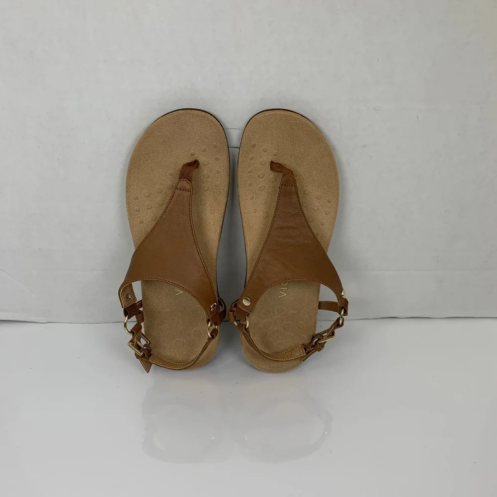 Vionic Kirra Women Brown Leather Thong Sandals Size 7 - Picture 6 of 11